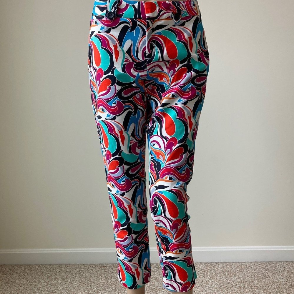 Banana Republic Capri Pants Women Size 2 Summer Cropped Bright Colorful Floral